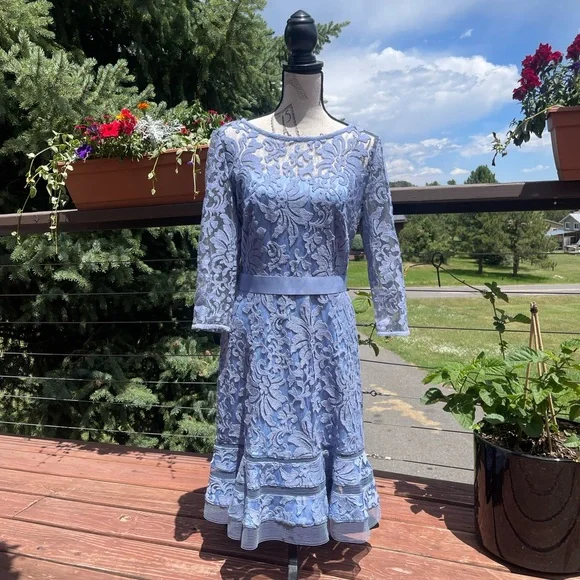 Tadashi Shoji NWT, Kennedy in a gorgeous dusty blue (black is a stock photo) - Picture 3 of 8